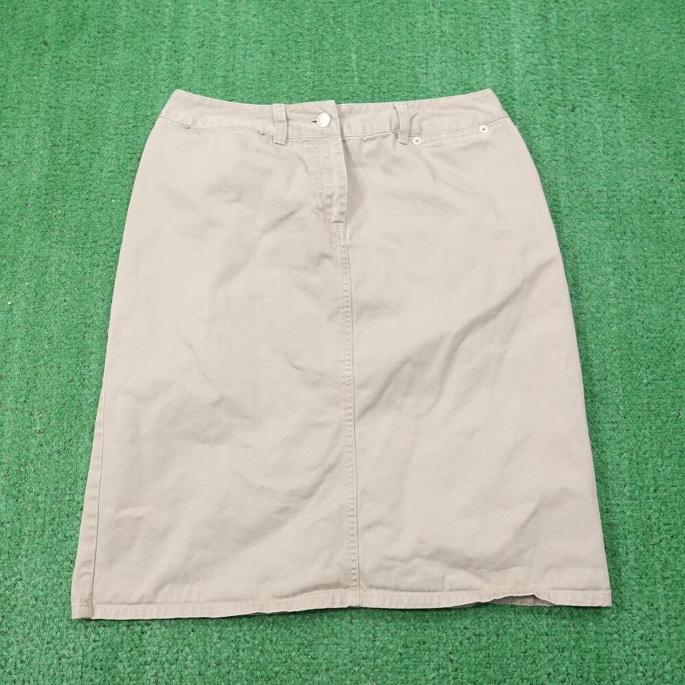 Pendleton Skirt Womens 12 Beige Cotton Twill Knee Length Pockets Slit Casual‎